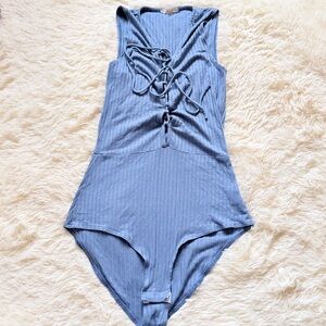 Soprano Blue Lace-Up Bodysuit